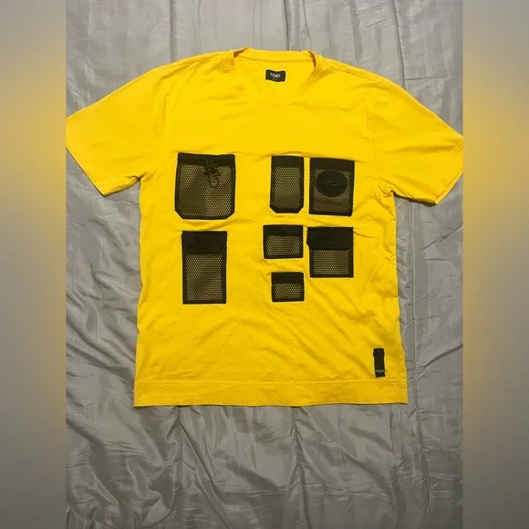 FENDI Oversized Mesh Pocket T-Shirt - Yellow